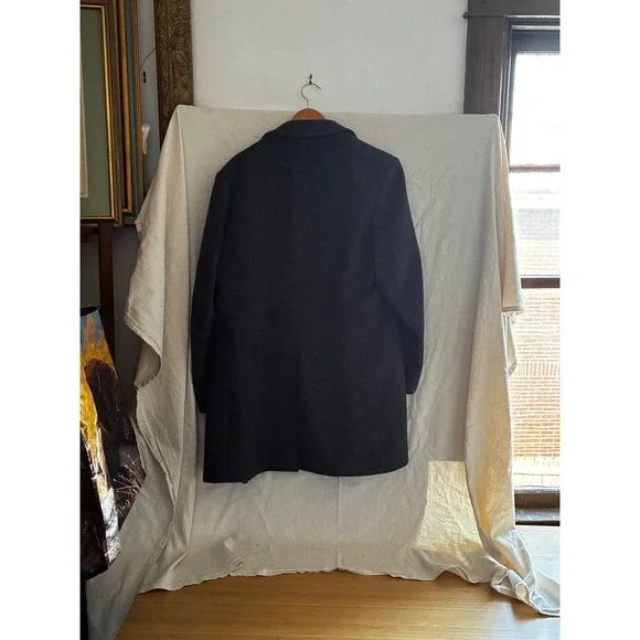 VTG Stratojac Charcoal Grey Wool Blend Double Breasted Overcoat USA Mens sz 42 - Picture 3 of 16